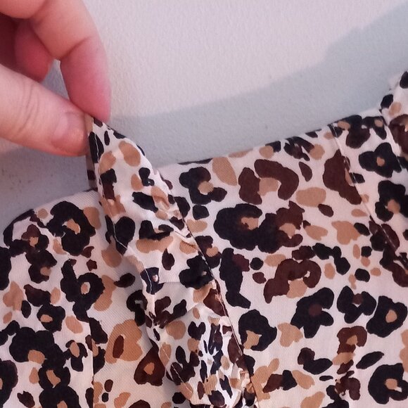 MAEVE Anthropologie Katia leopard print buttondown blouse with ruffles size 12 - Picture 7 of 9